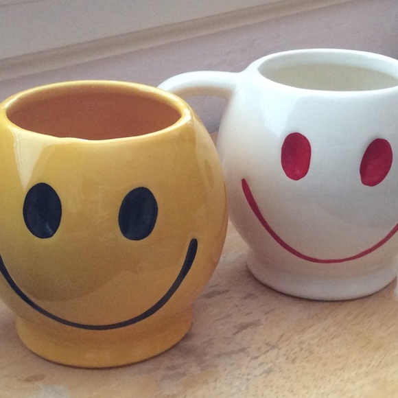 Other - Ceramic Smiley Face Mugs (Set of Two)